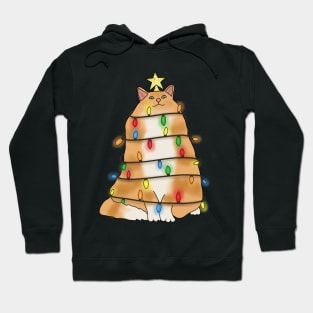 Fluffy Orange cat christmas tree Hoodie